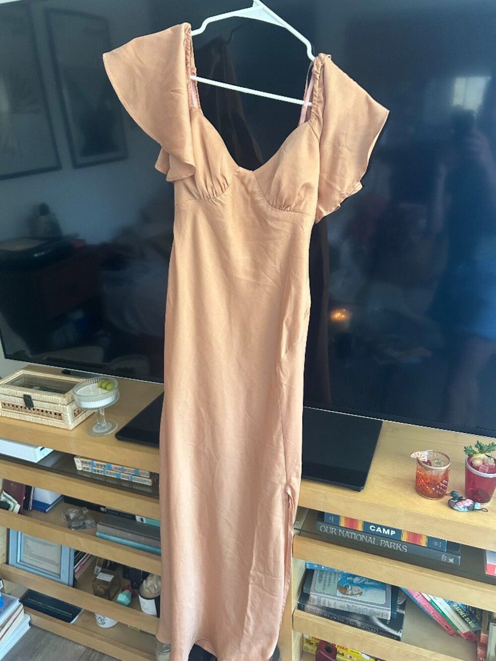 Selfie Leslie Peach Off Shouler Dress